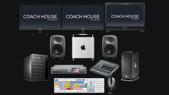 Coach House Studios edit suite with Apple and PC editing systems